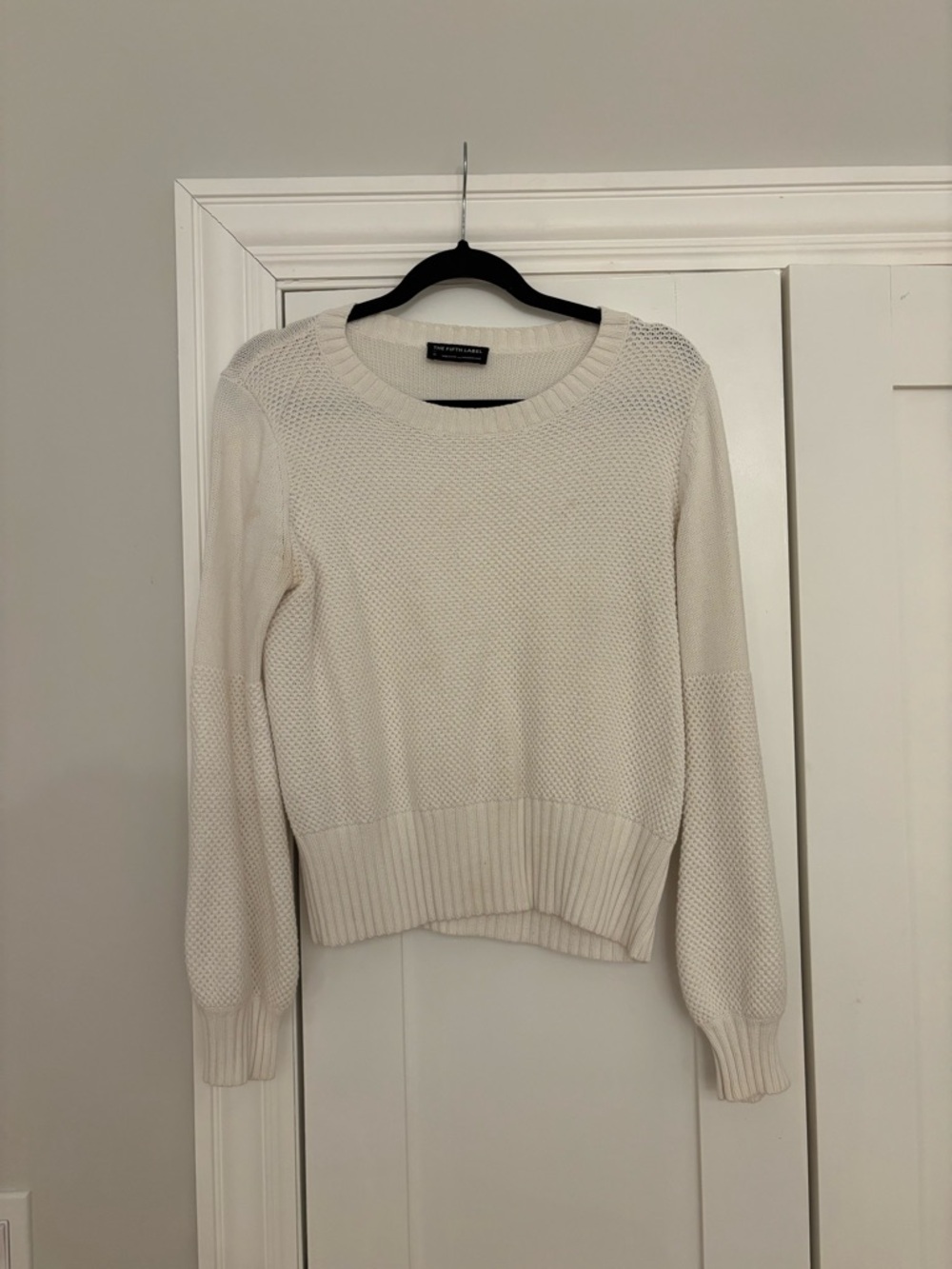 The Fifth Label White Crewneck Textured Sweater